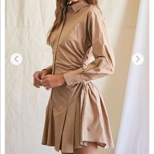 Forever 21 Avant Garde Flared Flounce Mini Shirt Dress S NWT Pleated Ruched